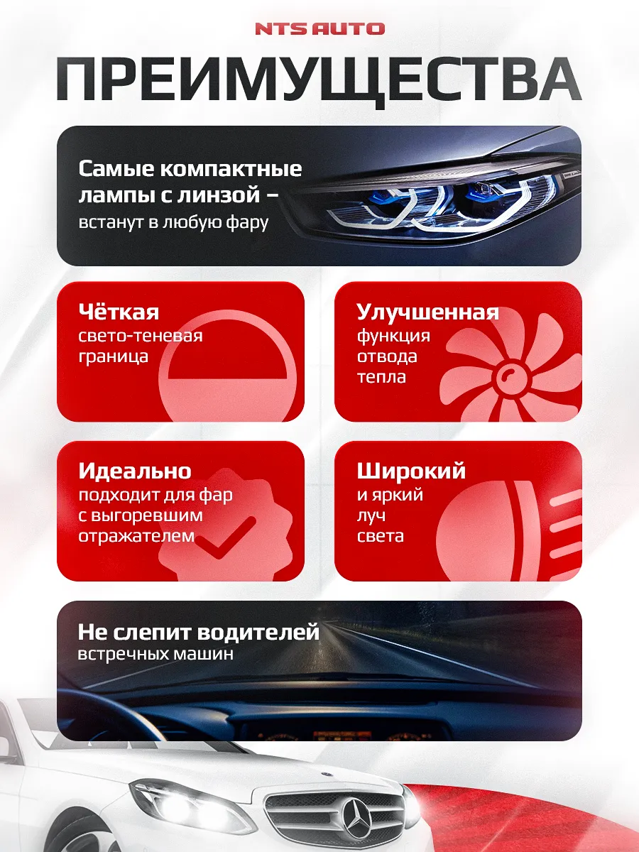 Светодиодная мини лампа-линза M80 H7 120W