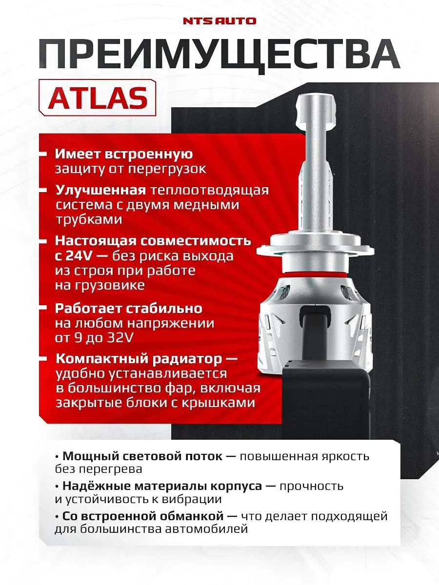 Светодиодные лампы ATLAS H7/H18 6300K